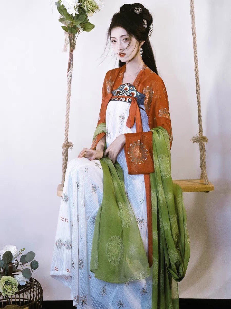 red/green qixiong ruqun girls summer dress-Jianxi Hanfu