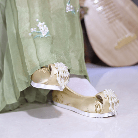 song dynasty cloth shoes chinese shoes yellow hanfu shoes-Jianxi Hanfu