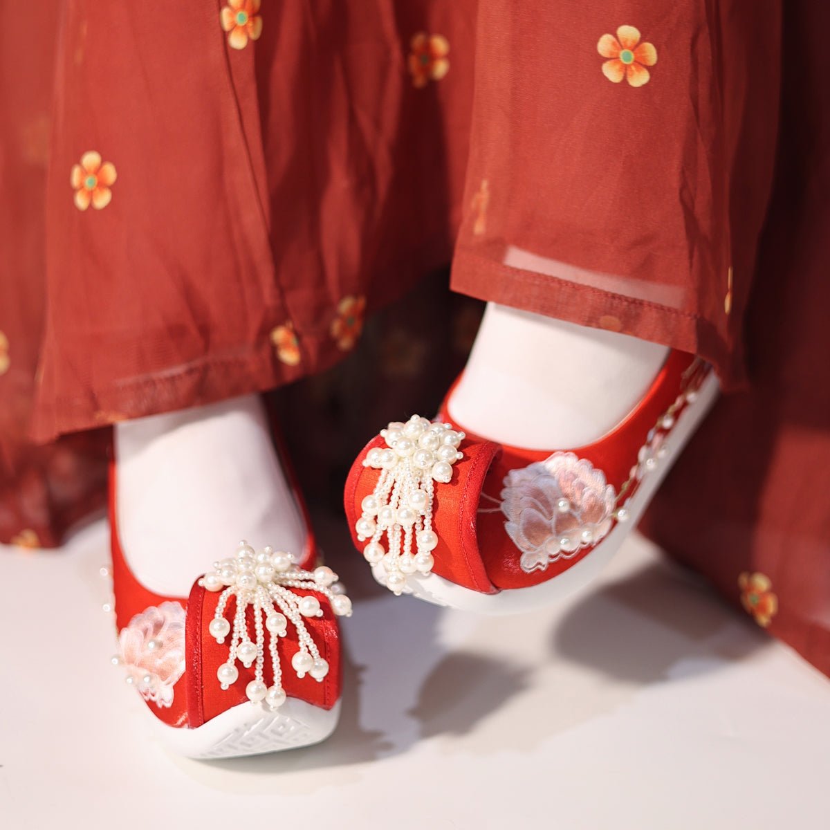 red wedding shoes bride shoes-Jianxi Hanfu
