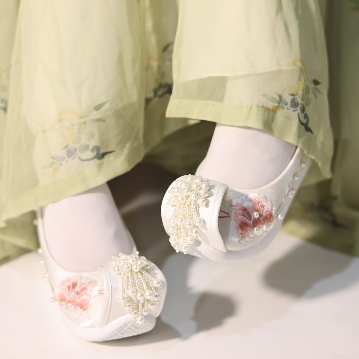 ladies shoes white ancient chinese shoes -Jianxi Hanfu