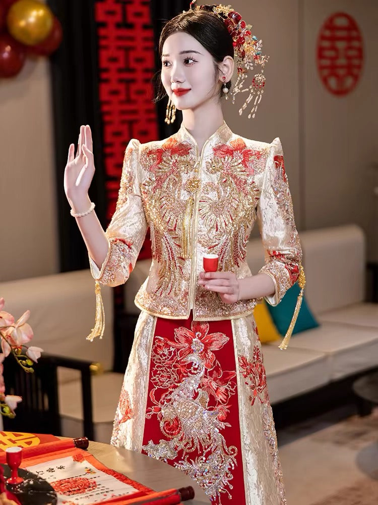 ming dynasty women's hanfu wedding dress wedding attire Asian wedding dress bride dress-Jianxi Hanfu