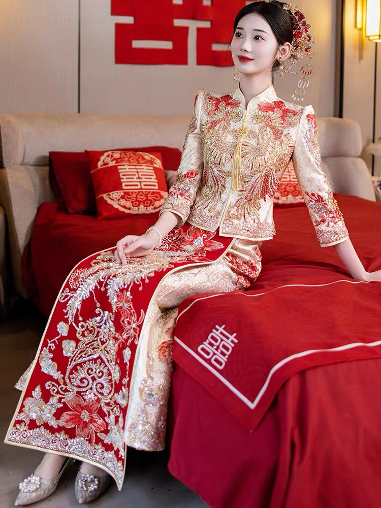 ming dynasty women's hanfu wedding dress wedding attire Asian wedding dress bride dress-Jianxi Hanfu