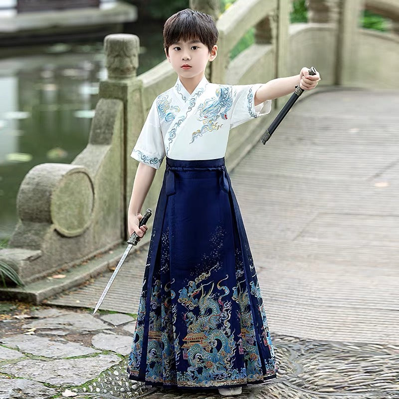 baby clothes baby costume Boy's Hanfu Mamian Skirt set - Jianxi Hanfu