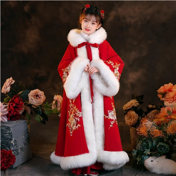 baby clothes baby costume Chinese traditional children's Hanfu warm cloak for New Year - Jianxi Hanfu