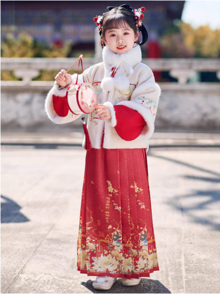 baby clothes baby costume Children's Hanfu Mamian Skirt warm set for winter New Year - Jianxi Hanfu