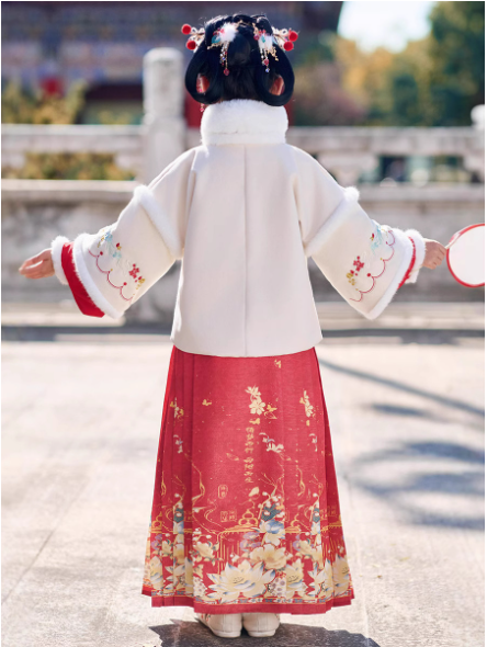 baby clothes baby costume Children's Hanfu Mamian Skirt warm set for winter New Year - Jianxi Hanfu