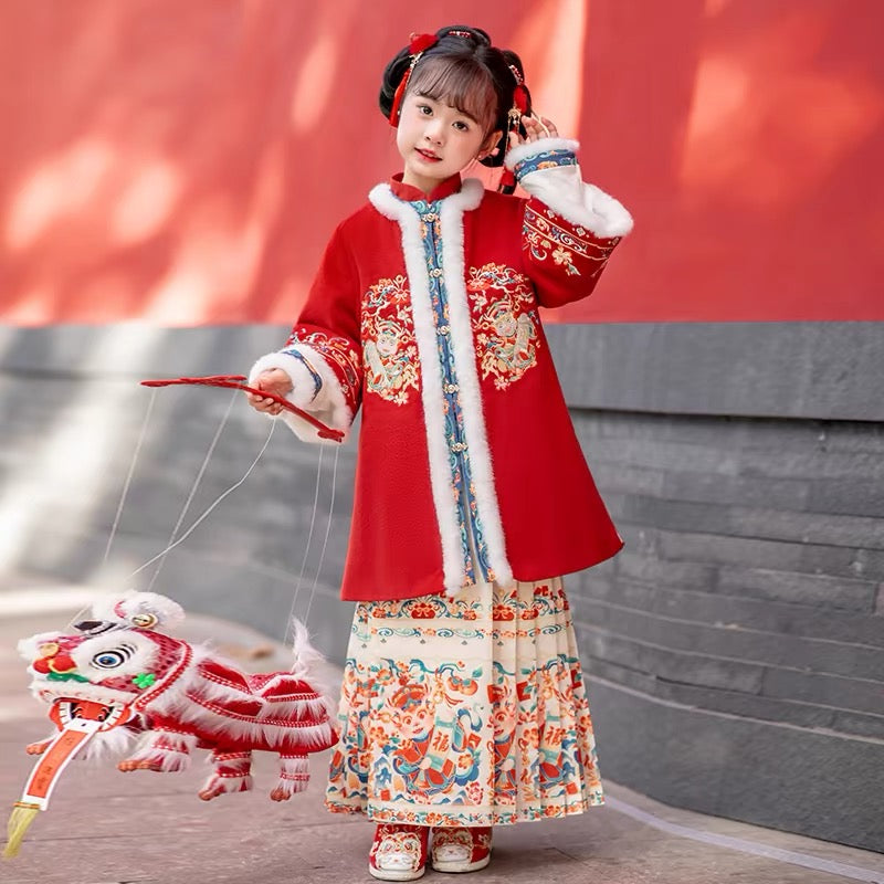 baby clothes baby costume Girls' winter Christmas New Year Hanfu set - Jianxi Hanfu