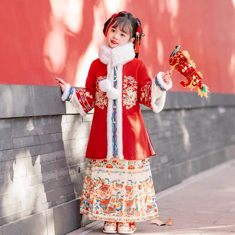 baby clothes baby costume Girls' winter Christmas New Year Hanfu set - Jianxi Hanfu