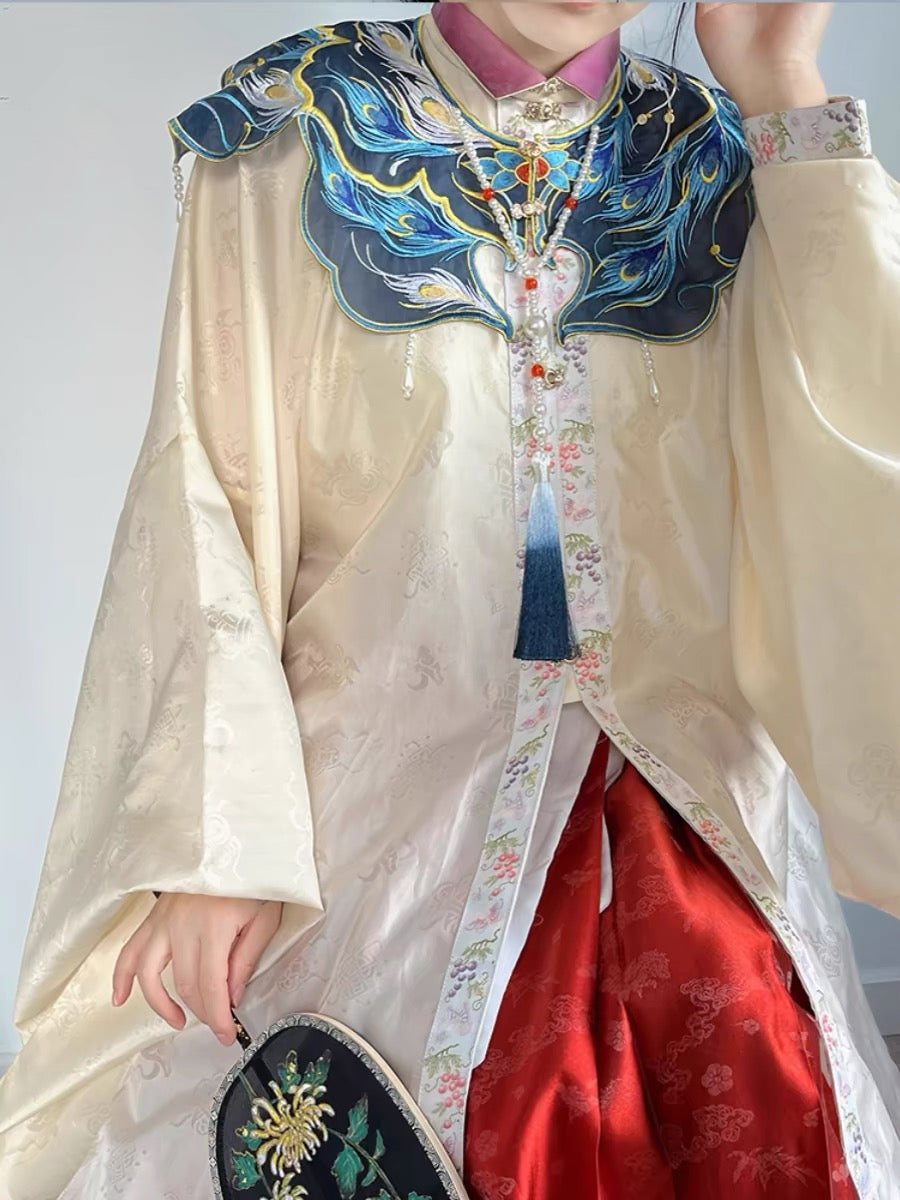 Hanfu Mamian Skirt Embroidered Yunjian - Peacock - Cloud Collar-Jianxi Hanfu