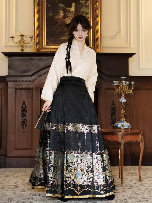 chinese women hanfu ming dynasy mamian skirt-Jianxi Hanfu