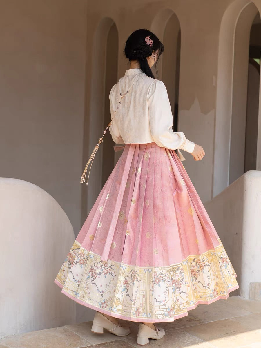 chinese women hanfu ming dynasy mamian skirt-Jianxi Hanfu