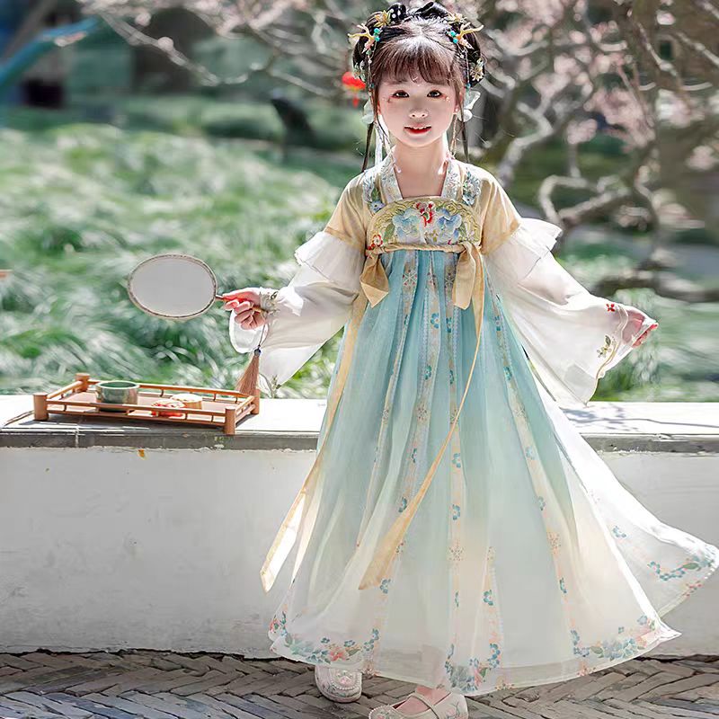 baby clothes baby costume Girls' Tang Dynasty Hanfu Ruqun-qing mei - Jianxi Hanfu