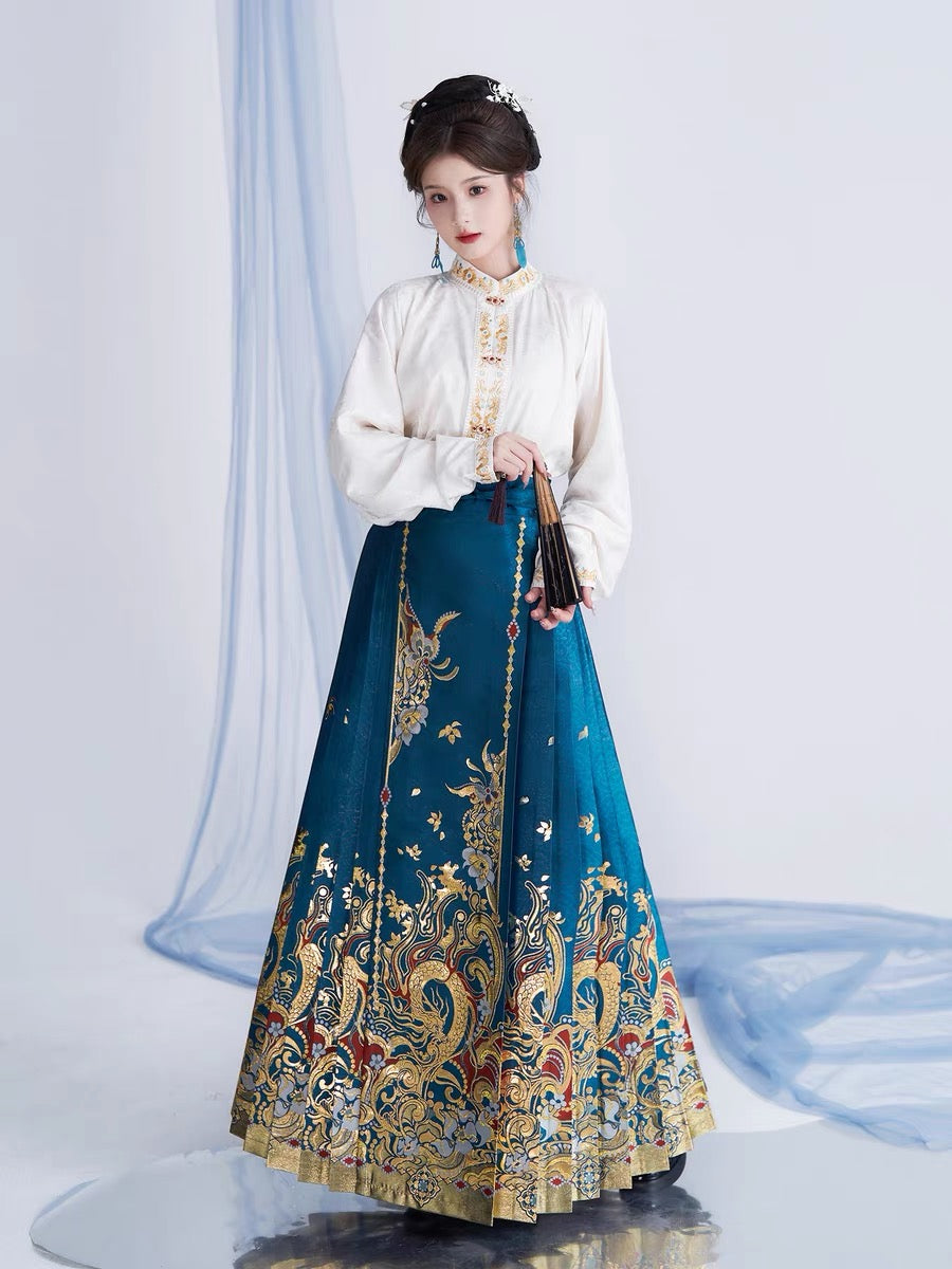 chinese women hanfu ming dynasy mamian skirt-Jianxi Hanfu