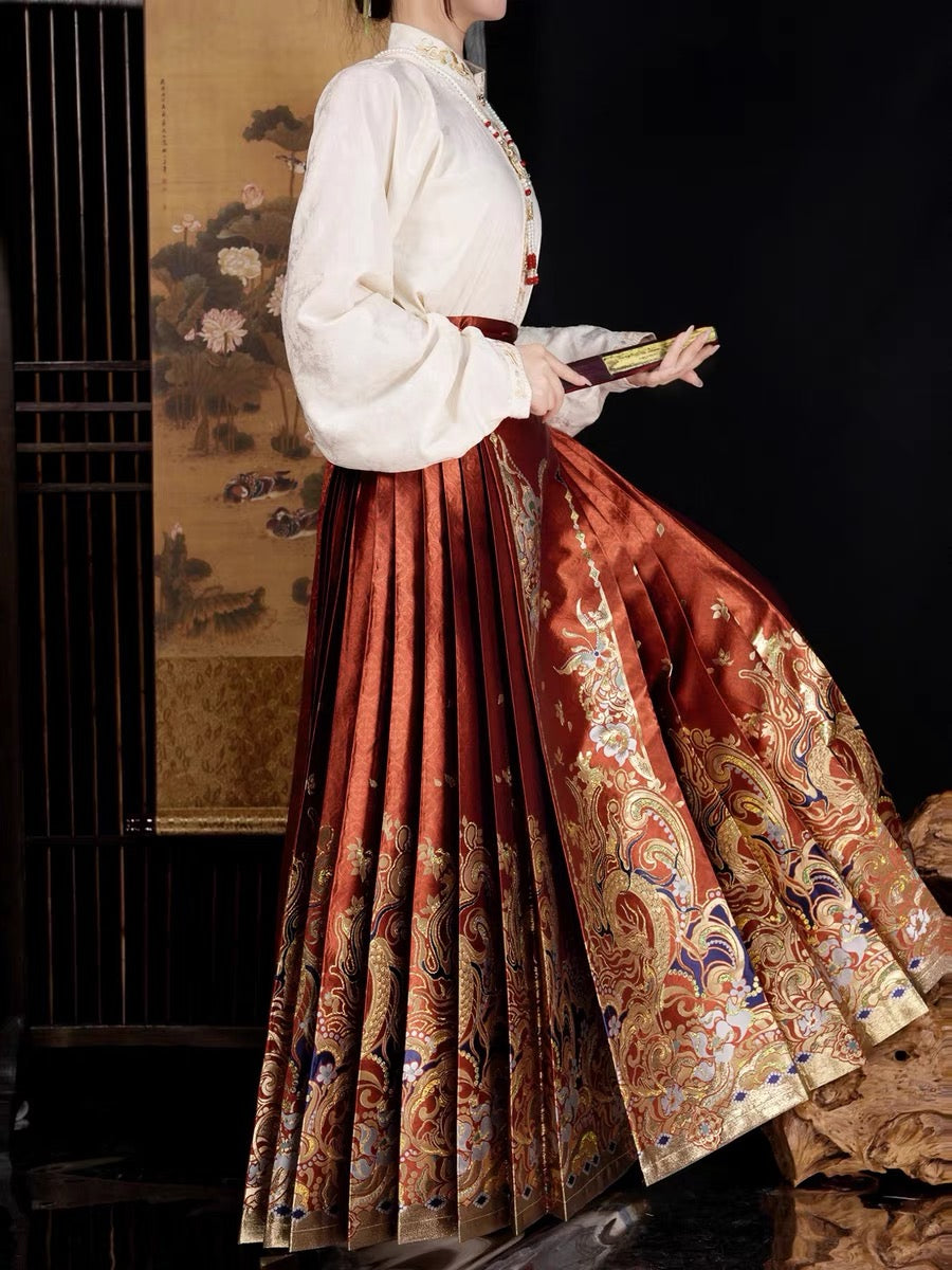 chinese women hanfu ming dynasy mamian skirt-Jianxi Hanfu