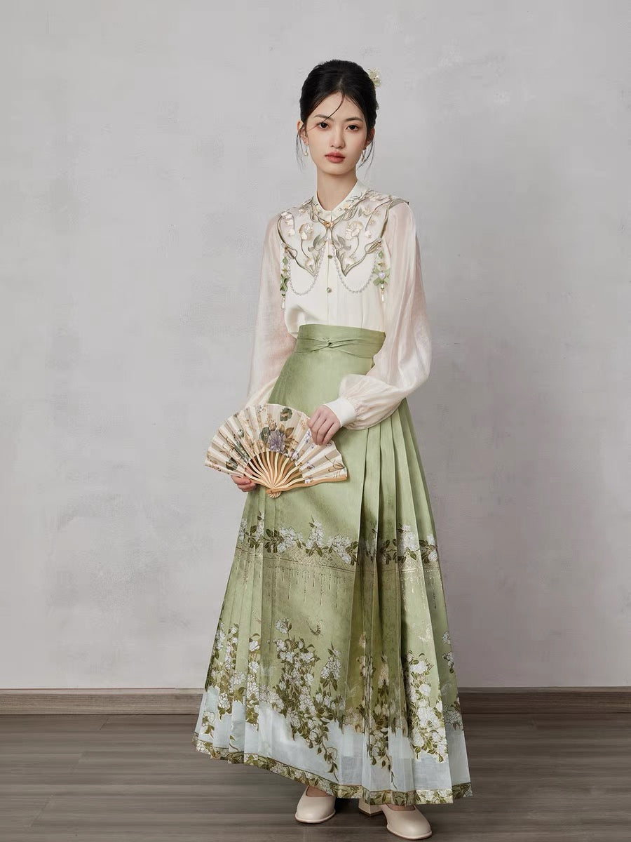 chinese women hanfu ming dynasy mamian skirt-Jianxi Hanfu