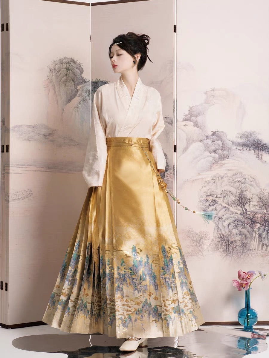 chinese women hanfu ming dynasy mamian skirt-Jianxi Hanfu