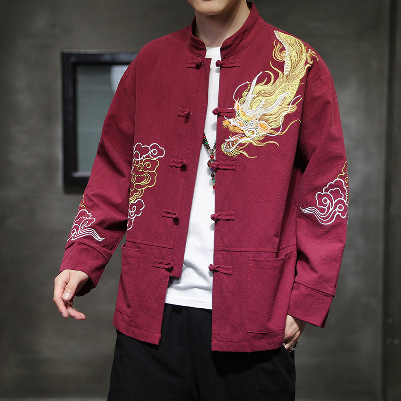chinese Red tang suit unisex jacket -Jianxi Hanfu