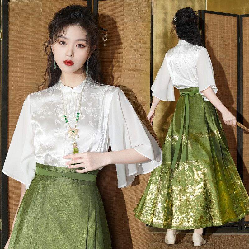 modern hanfu women's mamianqun shirt - Jianxi Hanfu