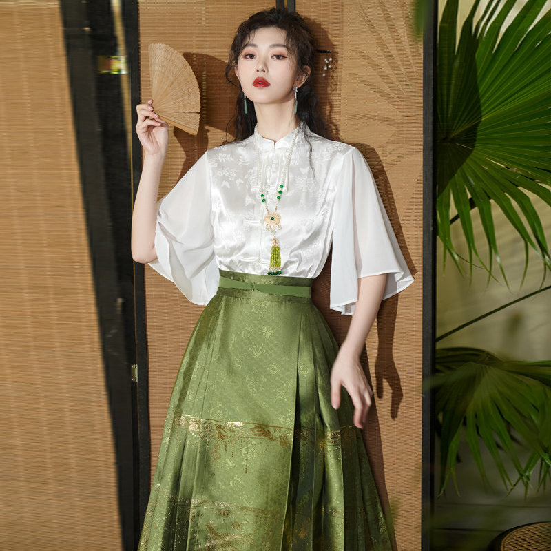 Modern hanfu women's top white shirt - Jianxi Hanfu