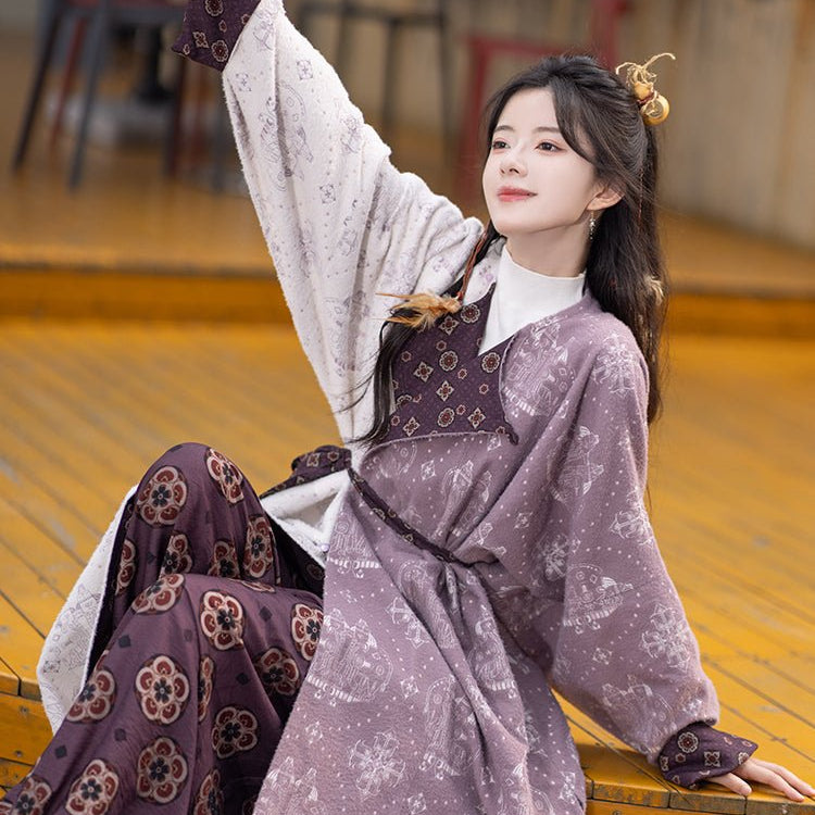 tang dynasty spring/autumn hanfu round collar robe - Jianxi Hanfu