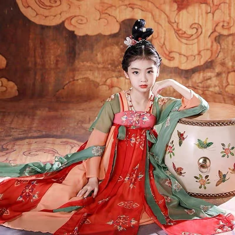 baby clothes baby costume Girls' Tang Dynasty Hanfu Dress -dun huang fei tian - Jianxi Hanfu