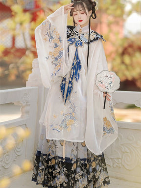 chinese women's hanfu mamian skirt black yunjian cloud collar fake collar - Jianxi Hanfu