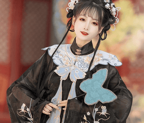 women's hanfu mamian skirt white  butterfly yunjian cloud collar fake collar - Jianxi Hanfu