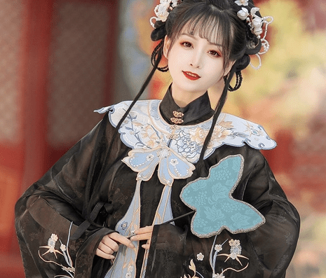 women's hanfu mamian skirt white  butterfly yunjian cloud collar fake collar - Jianxi Hanfu