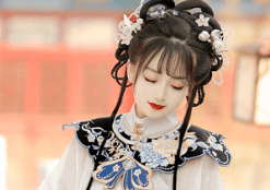 women's hanfu mamian skirt white  butterfly yunjian cloud collar fake collar - Jianxi Hanfu