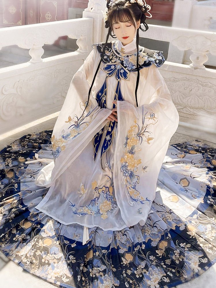 ming dynasty mamian skirt black yunjian cloud collar fake collar - Jianxi Hanfu