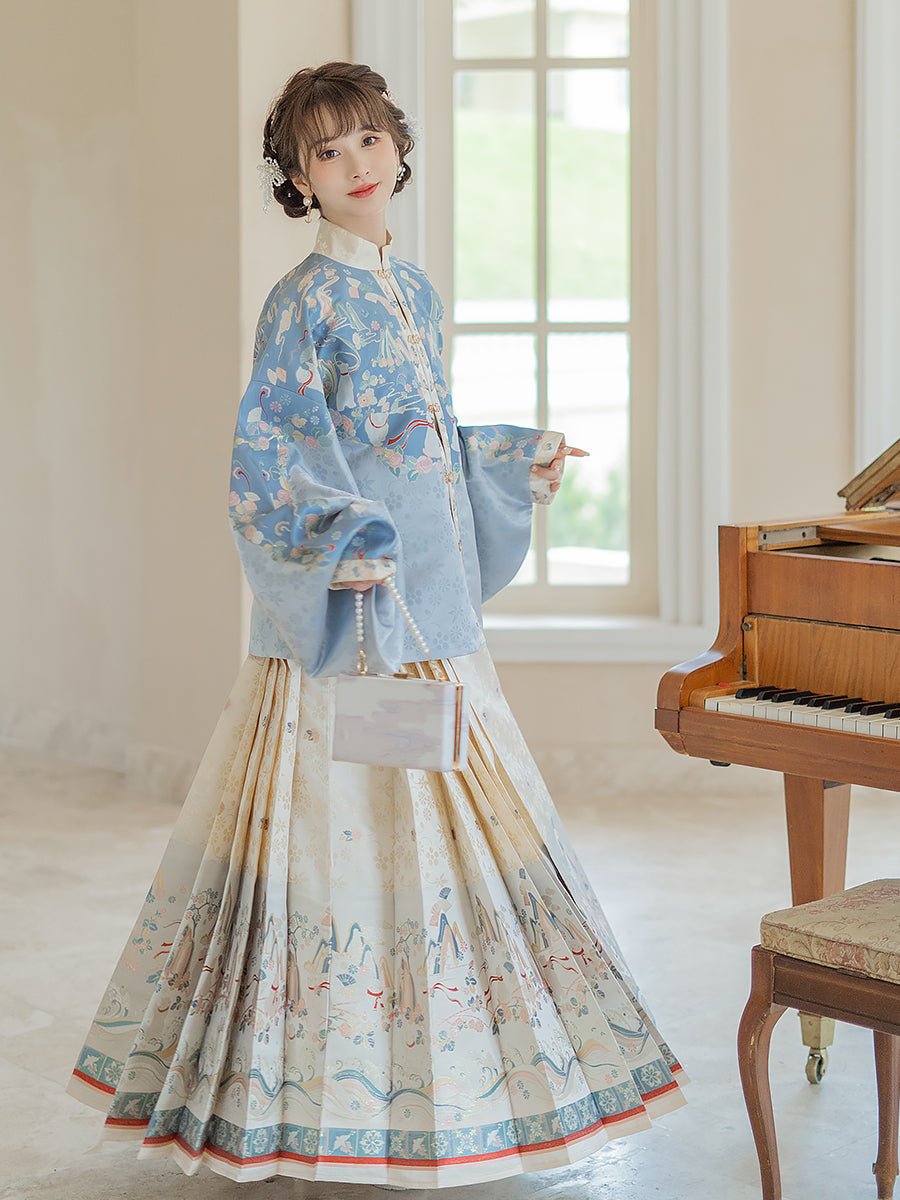 blue duijin shirt ming dynasty mamian skirt-Jianxi Hanfu