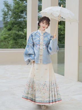 beige duijin shirt ming dynasty mamian skirt-Jianxi Hanfu