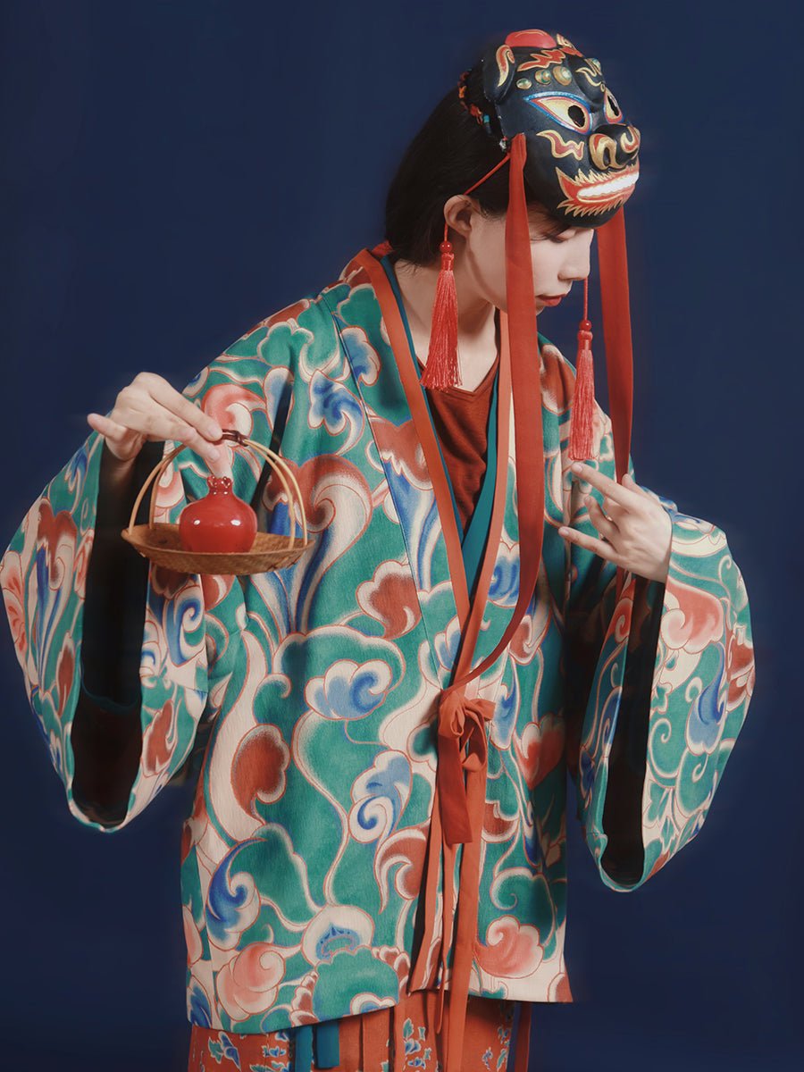 green zheyi shirt Chinese chanyi northern wei dynasty women's hanfu clothing - Jianxi Hanfu