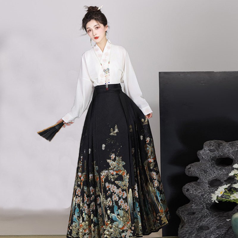 new chinese style women's hanfu black mamianqun - Jianxi Hanfu