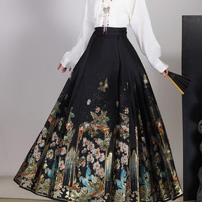 new chinese style ming dynasty women's hanfu black mamianqun - Jianxi Hanfu