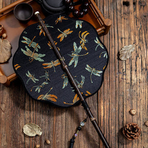 green cheongsam dress clack waist fan foldable fna-Jianxi Hanfu
