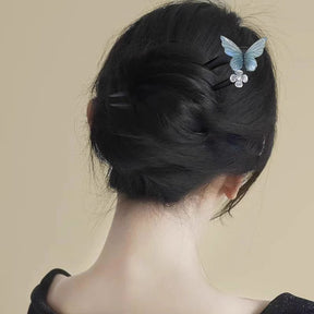 Blue Butterfly Hairpin Accessory for Traditional Chinese Hanfu - Jianxi Hanfu