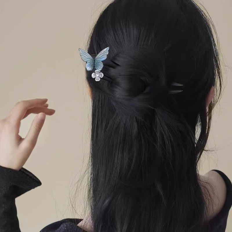 Blue Butterfly Hairpin Accessory for Traditional Chinese Hanfu - Jianxi Hanfu