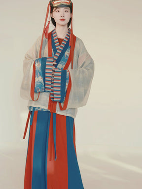 blue ru shirt panel skirt northern wei dynasty clothing - Jianxi Hanfu