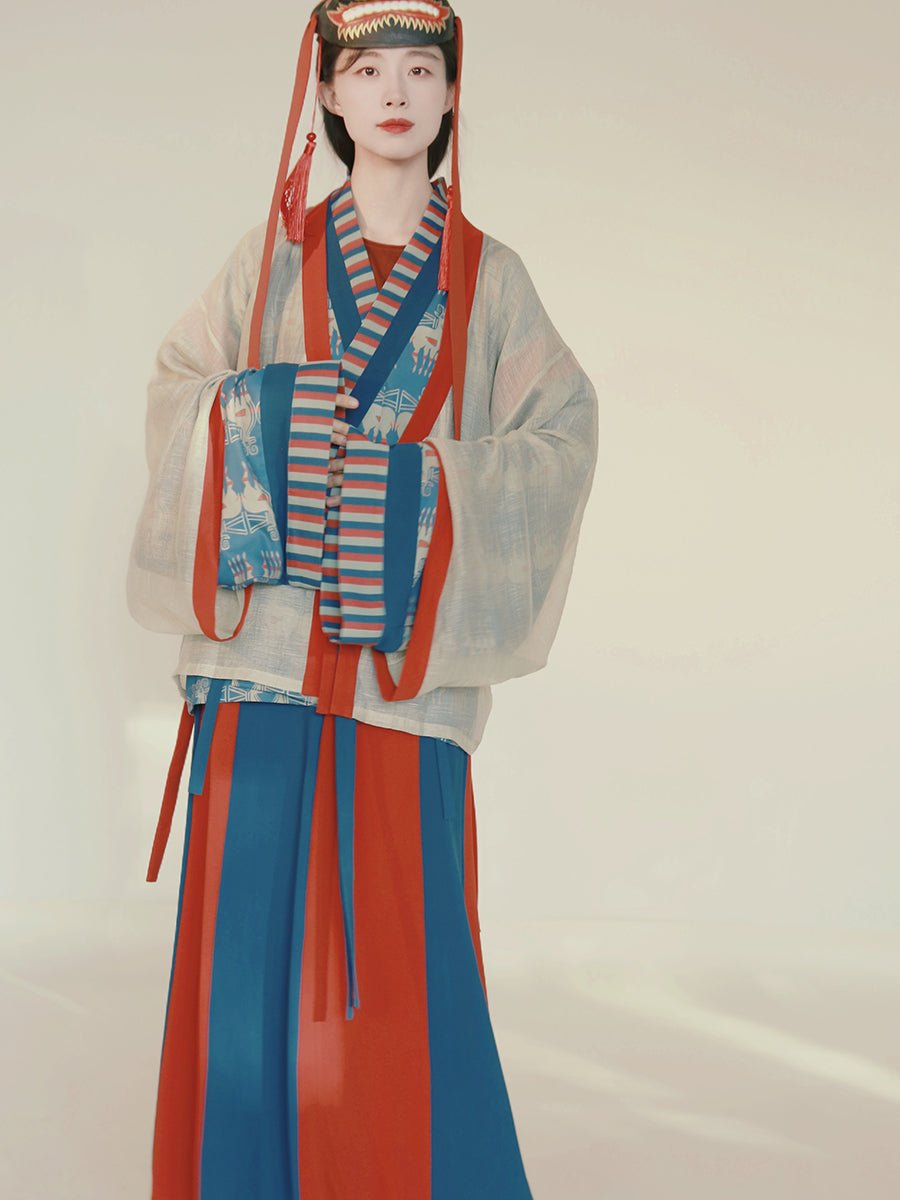blue ru shirt panel skirt northern wei dynasty clothing - Jianxi Hanfu
