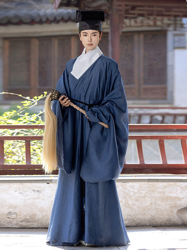 chinese style men's hanfu blue taoist robe - Jianxi Hanfu