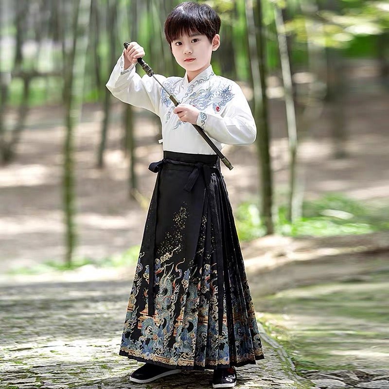Boy's Hanfu Mamian Skirt set - Jianxi Hanfu