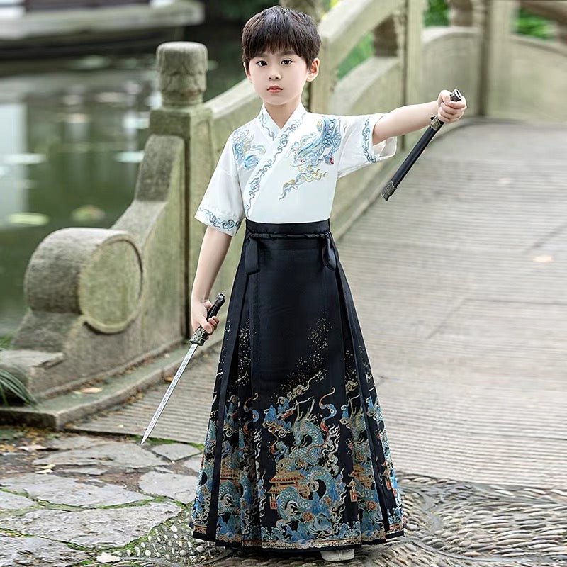 Boy's Hanfu Mamian Skirt set - Jianxi Hanfu
