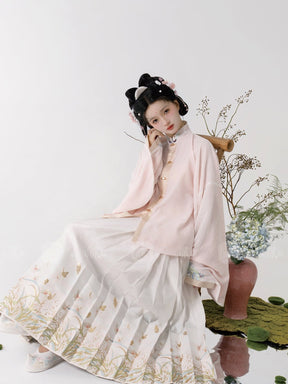 hanfu dress ming dynasty white mamian skirts-Jianxi Hanfu