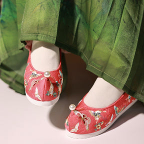 wedding shoes bride shoes pink chinese shoes-Jianxi Hanfu