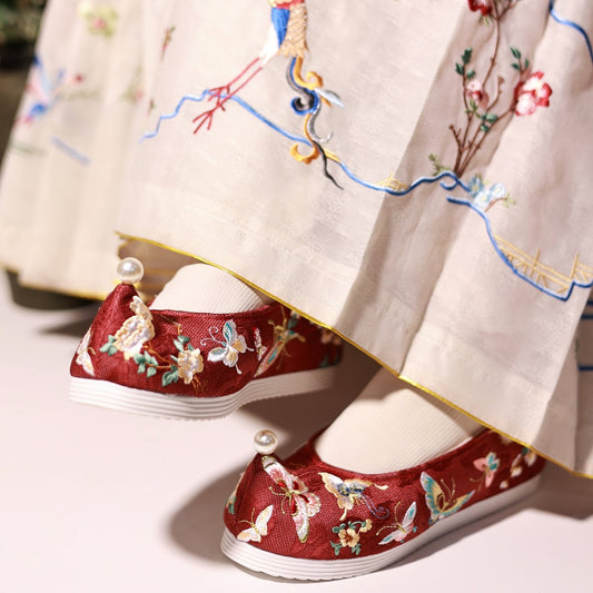 wedding shoes chinese red shoes bride shoes-Jianxi Hanfu
