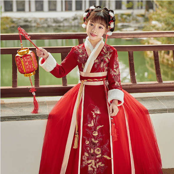 Children's Hanfu Chinese Spring Festival New Year Dress - Jianxi Hanfu