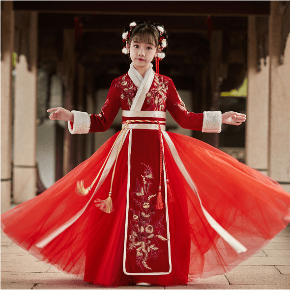 Children's Hanfu Chinese Spring Festival New Year Dress - Jianxi Hanfu