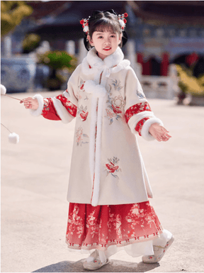 Children's Hanfu set Mamian Skirt for winter New Year - Jianxi Hanfu