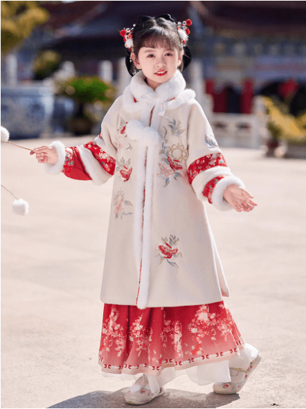 Children's Hanfu set Mamian Skirt for winter New Year - Jianxi Hanfu
